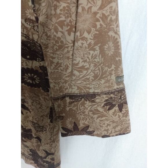 Columbia Brown Floral 3/4 Sleeve Top Crew Neck Size‎ Large - Picture 5 of 6